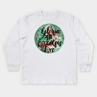 Hand Painted Watercolor "Gloria in Excelsis Deo" Kids Long Sleeve T-Shirt
